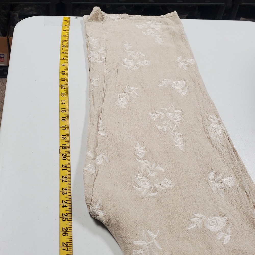 House Of Harlow Womens Linen Blend Wide Leg Pants Size L Floral Boho Beach - Picture 8 of 11